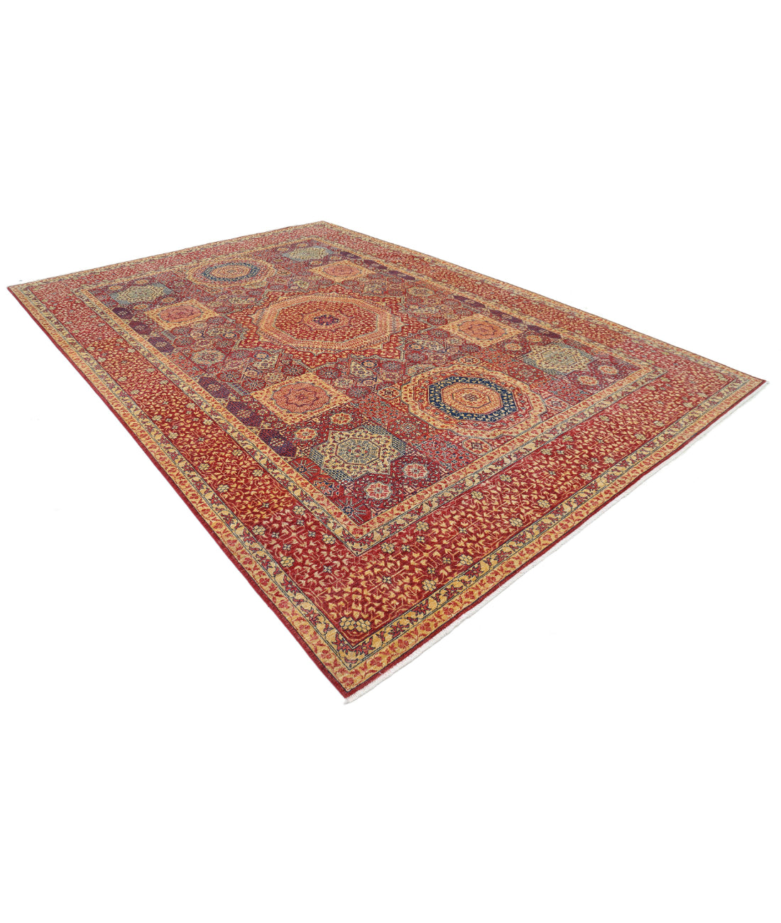 Mamluk 8'10'' X 12'8'' Hand-Knotted Wool Rug 8'10'' x 12'8'' (265 X 380) / Red / Beige