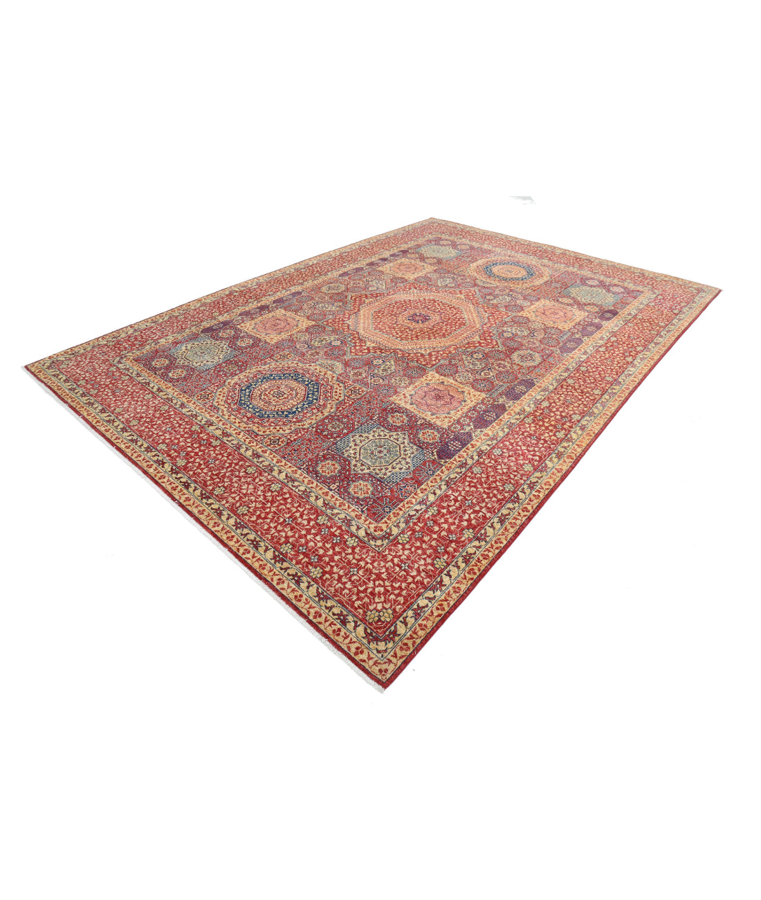 Mamluk 8'10'' X 12'8'' Hand-Knotted Wool Rug 8'10'' x 12'8'' (265 X 380) / Red / Beige