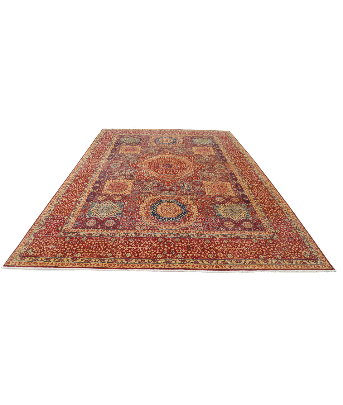 Mamluk 8'10'' X 12'8'' Hand-Knotted Wool Rug 8'10'' x 12'8'' (265 X 380) / Red / Beige