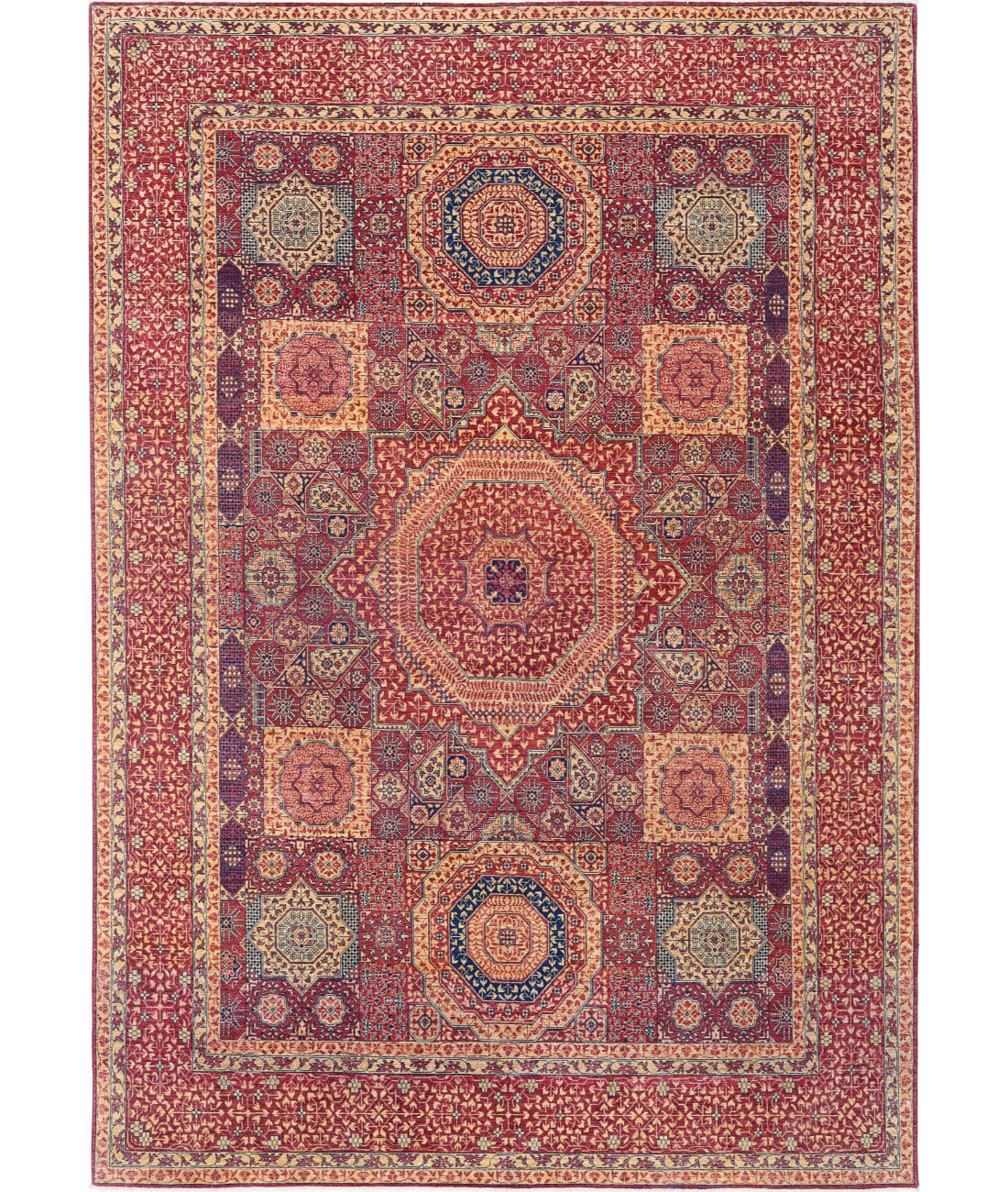 Mamluk 8'10'' X 12'8'' Hand-Knotted Wool Rug 8'10'' x 12'8'' (265 X 380) / Red / Beige