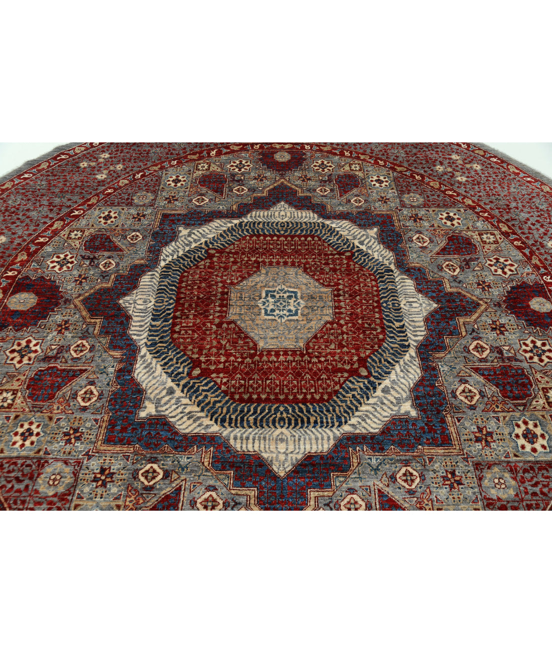 Mamluk 9'2'' X 9'3'' Hand-Knotted Wool Rug 9'2'' x 9'3'' (275 X 278) / Grey / Red