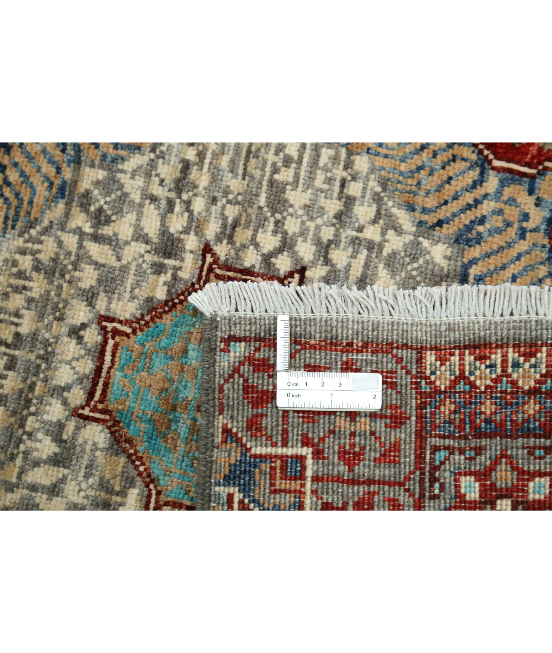 Mamluk 2'6'' X 19'6'' Hand-Knotted Wool Rug 2'6'' x 19'6'' (75 X 585) / Grey / Red