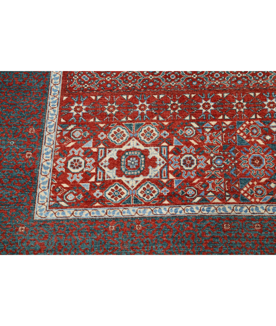 Mamluk 9'2'' X 11'8'' Hand-Knotted Wool Rug 9'2'' x 11'8'' (275 X 350) / Red / Grey