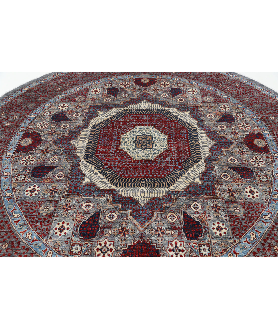 Mamluk 9'1'' X 9'4'' Hand-Knotted Wool Rug 9'1'' x 9'4'' (273 X 280) / Grey / Red