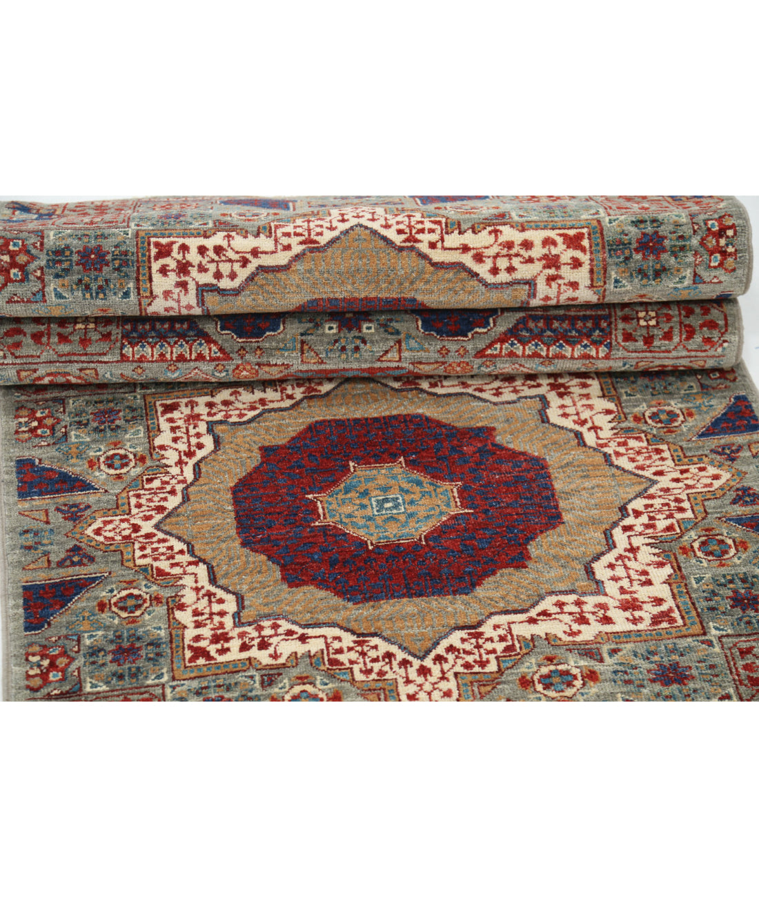 Mamluk 2'7'' X 14'7'' Hand-Knotted Wool Rug 2'7'' x 14'7'' (78 X 438) / Green / Red