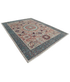 Mamluk 9'0'' X 11'11'' Hand-Knotted Wool Rug 9'0'' x 11'11'' (270 X 358) / Grey / Teal