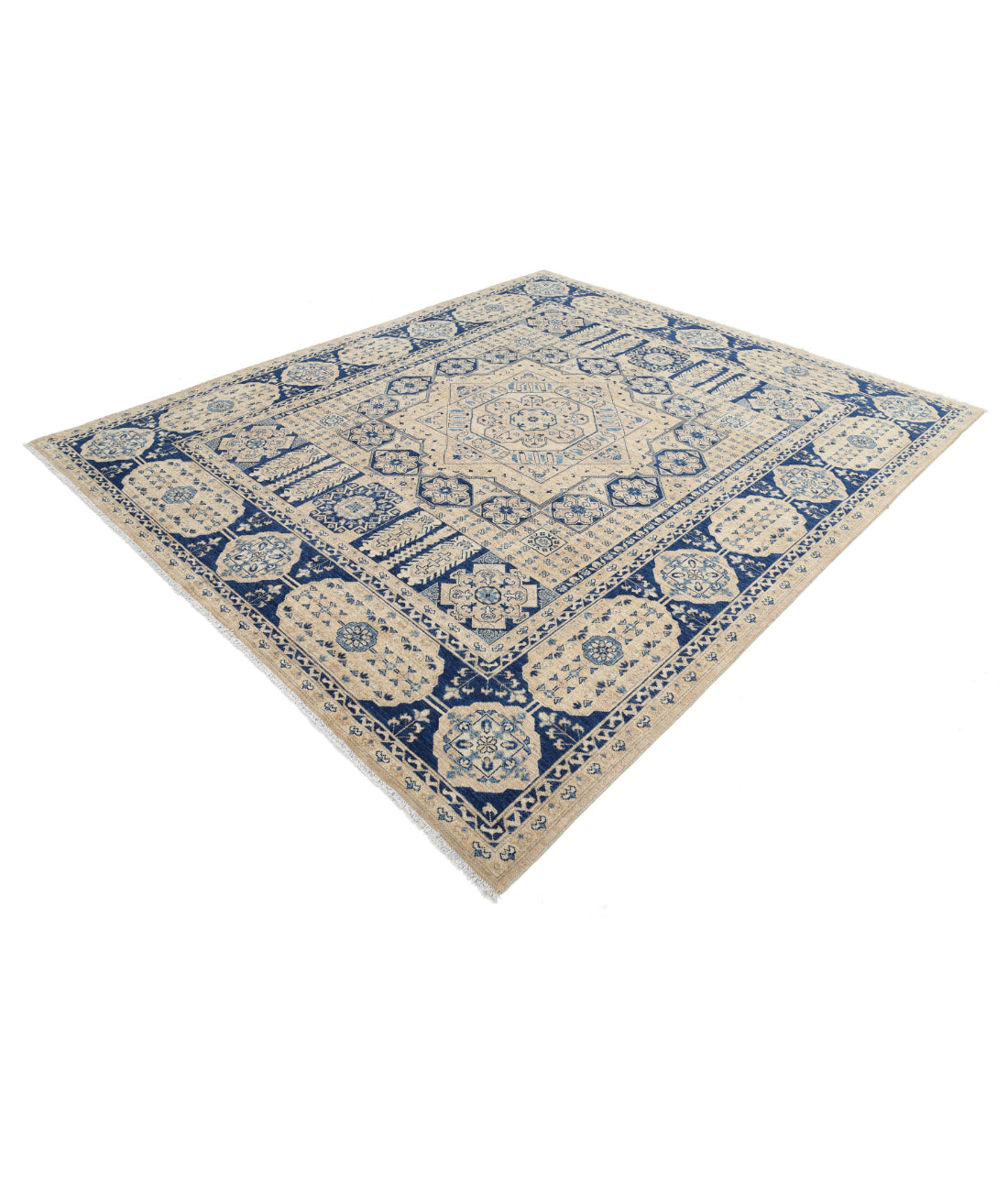 Mamluk 8'2'' X 9'7'' Hand-Knotted Wool Rug 8'2'' x 9'7'' (245 X 288) / Tan / Blue