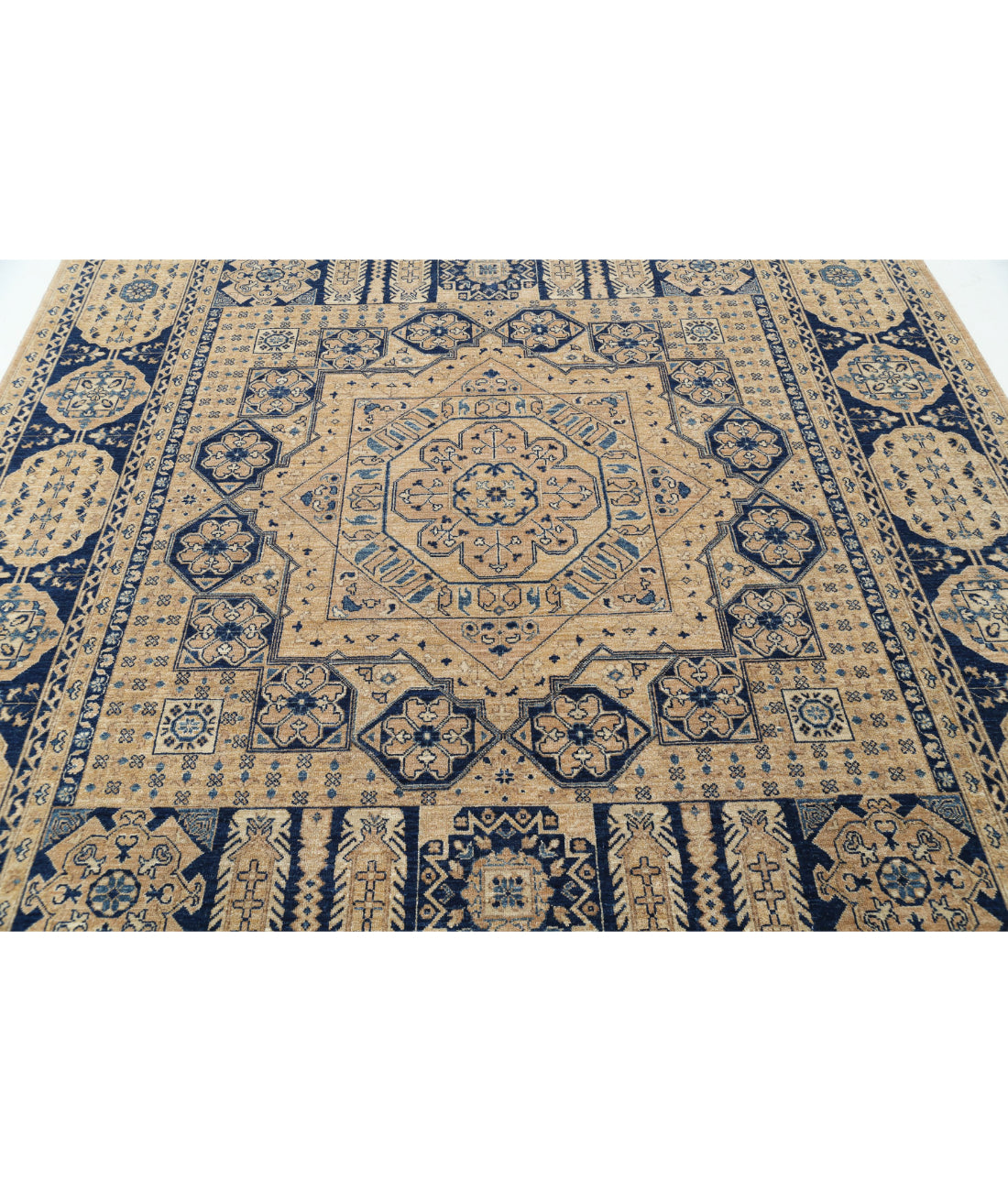 Mamluk 8'2'' X 9'7'' Hand-Knotted Wool Rug 8'2'' x 9'7'' (245 X 288) / Tan / Blue