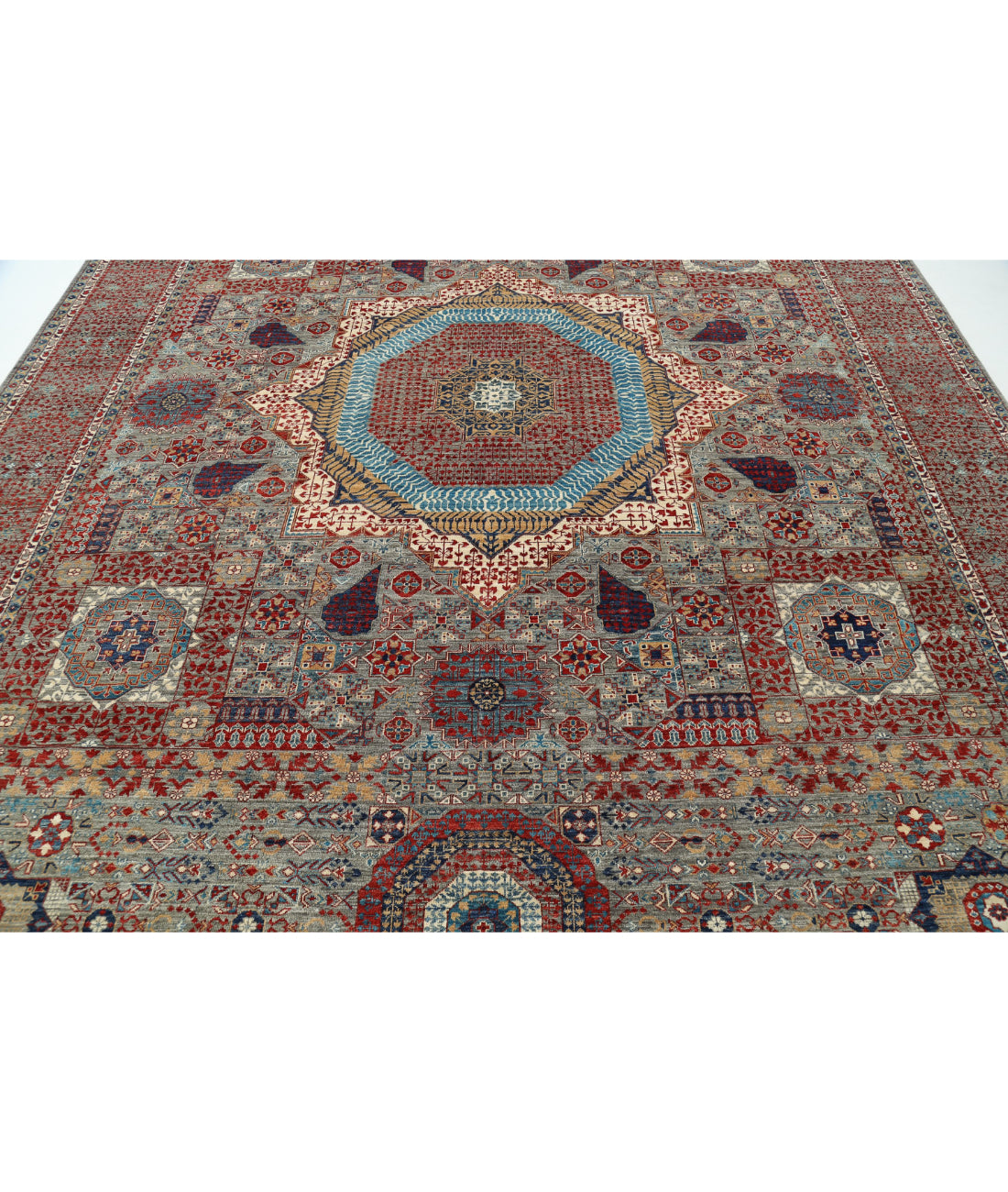 Mamluk 8'11'' X 13'11'' Hand-Knotted Wool Rug 8'11'' x 13'11'' (268 X 418) / Grey / Red