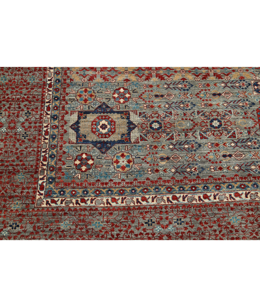 Mamluk 8'11'' X 13'11'' Hand-Knotted Wool Rug 8'11'' x 13'11'' (268 X 418) / Grey / Red