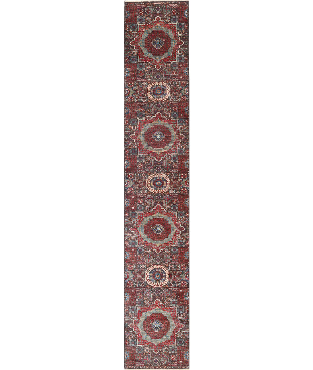 Mamluk 2'5'' X 14'6'' Hand-Knotted Wool Rug 2'5'' x 14'6'' (73 X 435) / Brown / Red
