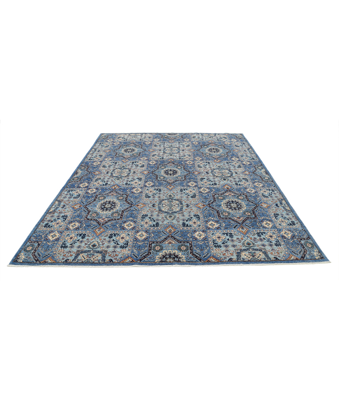 Mamluk 8'0'' X 9'9'' Hand-Knotted Wool Rug 8'0'' x 9'9'' (240 X 293) / Blue / Blue