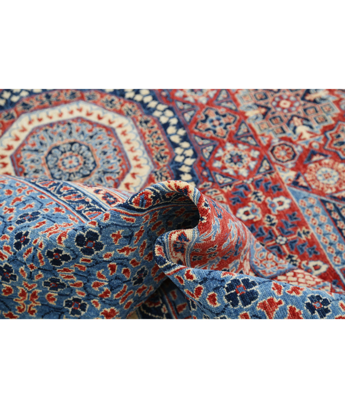 Mamluk 10'1'' X 13'8'' Hand-Knotted Wool Rug 10'1'' x 13'8'' (303 X 410) / Red / Blue