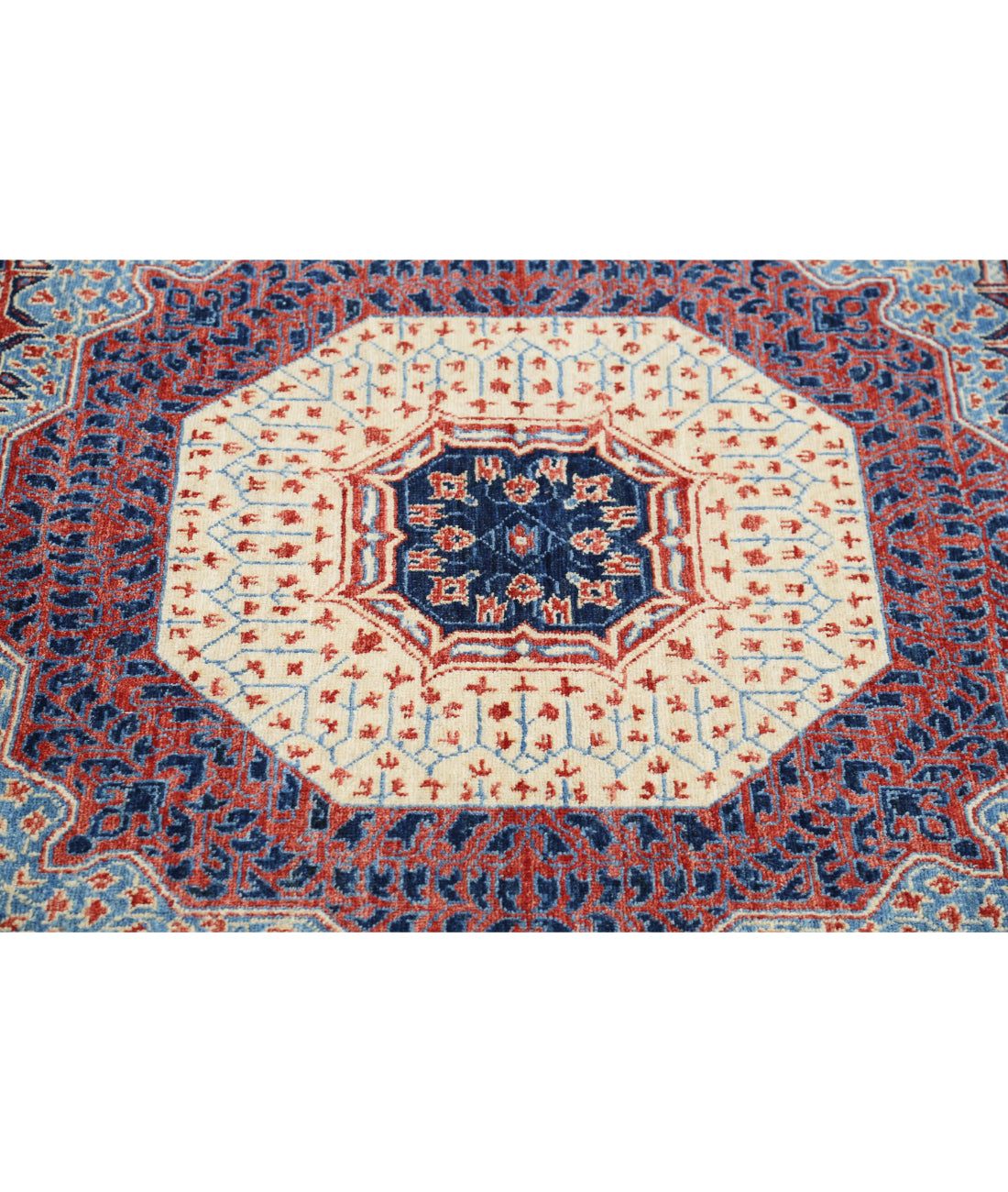 Mamluk 10'1'' X 13'8'' Hand-Knotted Wool Rug 10'1'' x 13'8'' (303 X 410) / Red / Blue