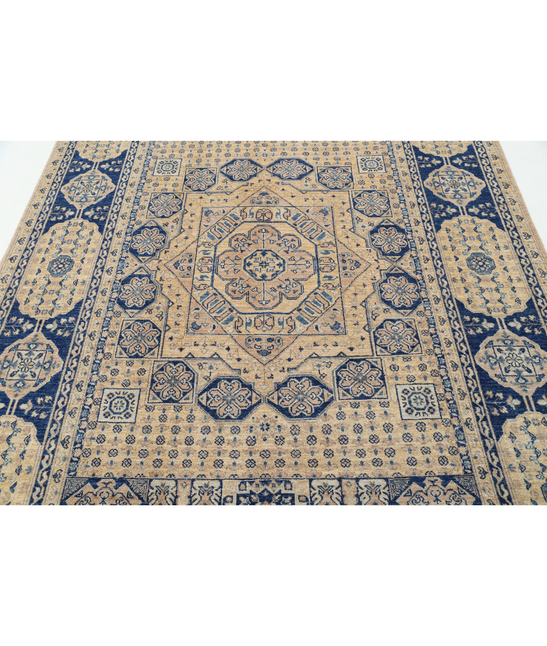 Mamluk 6'5'' X 9'4'' Hand-Knotted Wool Rug 6'5'' x 9'4'' (193 X 280) / Tan / Blue