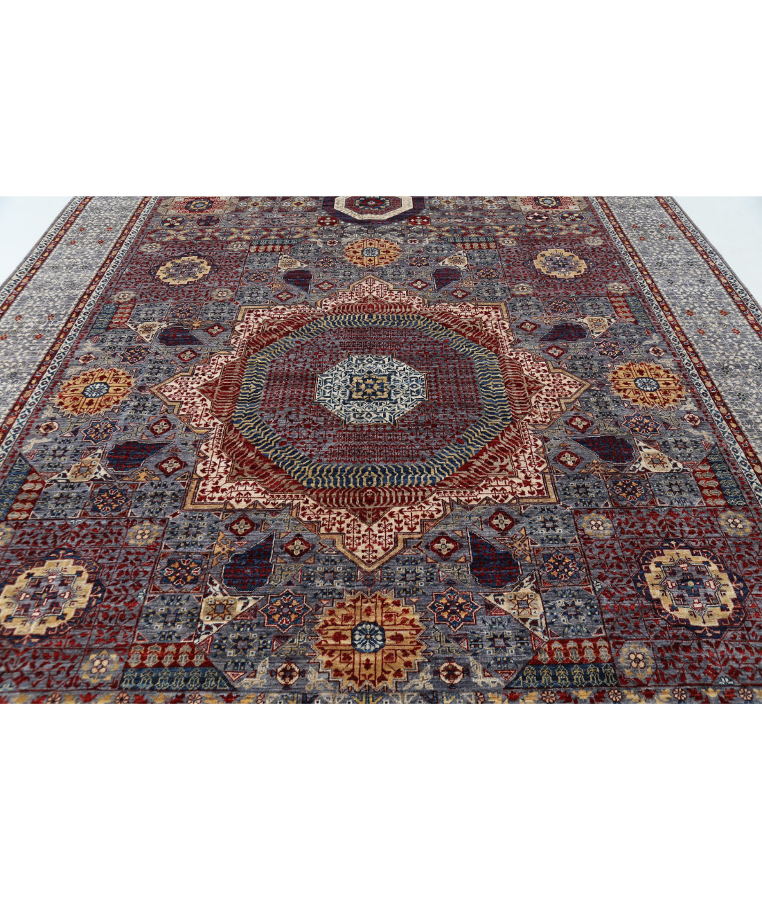 Mamluk 9'11'' X 14'0'' Hand-Knotted Wool Rug 9'11'' x 14'0'' (298 X 420) / Grey / Grey