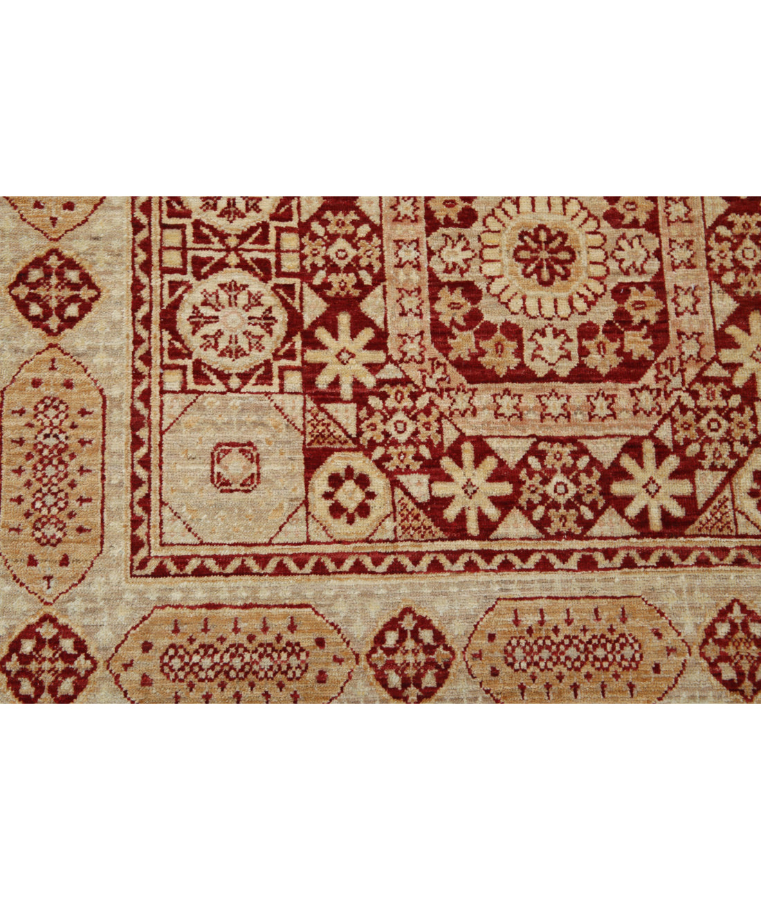 Mamluk 3'7'' X 11'3'' Hand-Knotted Wool Rug 3'7'' x 11'3'' (108 X 338) / Red / Taupe