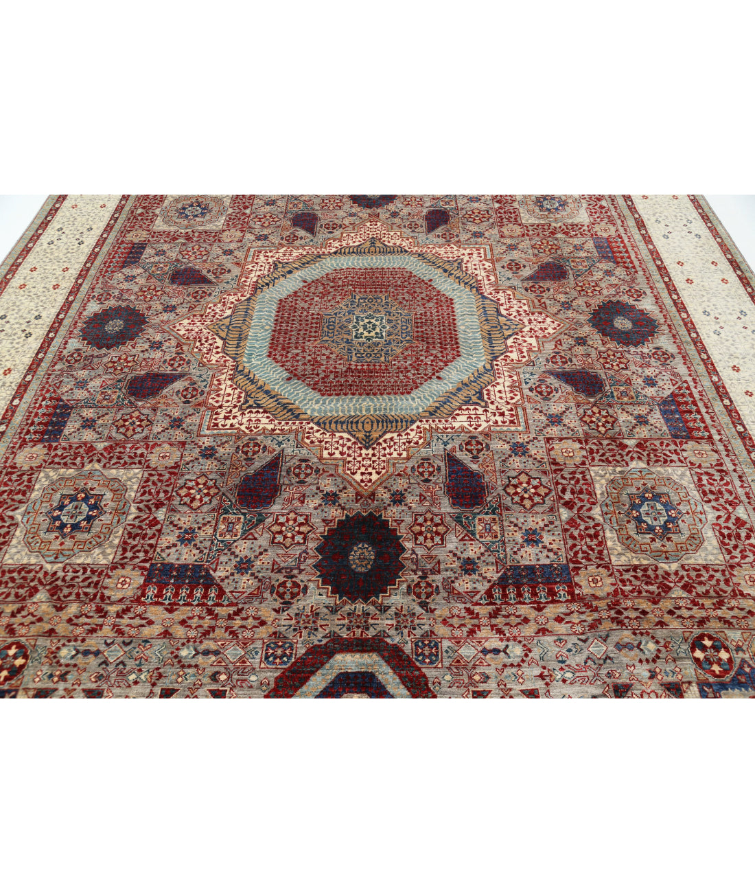 Mamluk 8'10'' X 12'2'' Hand-Knotted Wool Rug 8'10'' x 12'2'' (265 X 365) / Grey / Ivory