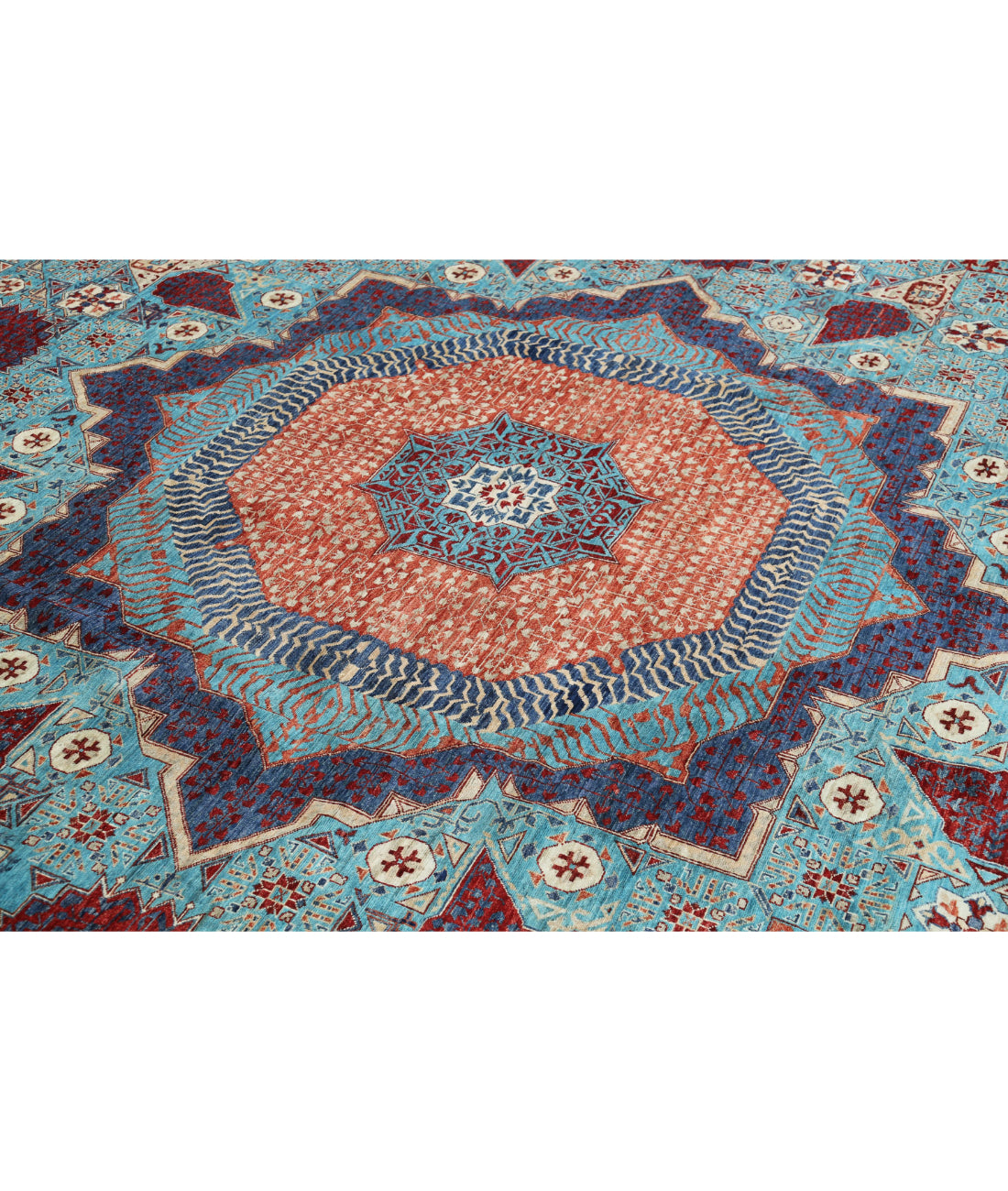 Mamluk 11'11'' X 17'5'' Hand-Knotted Wool Rug 11'11'' x 17'5'' (358 X 523) / Blue / Blue