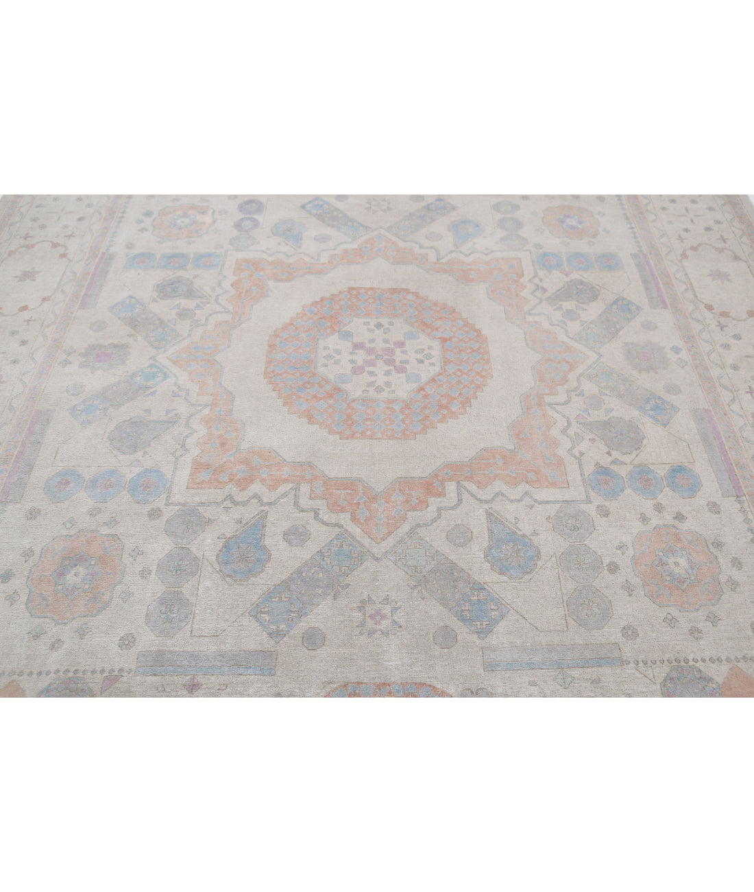 Mamluk 7'11'' X 9'9'' Hand-Knotted Wool Rug 7'11'' x 9'9'' (238 X 293) / Ivory / Blue