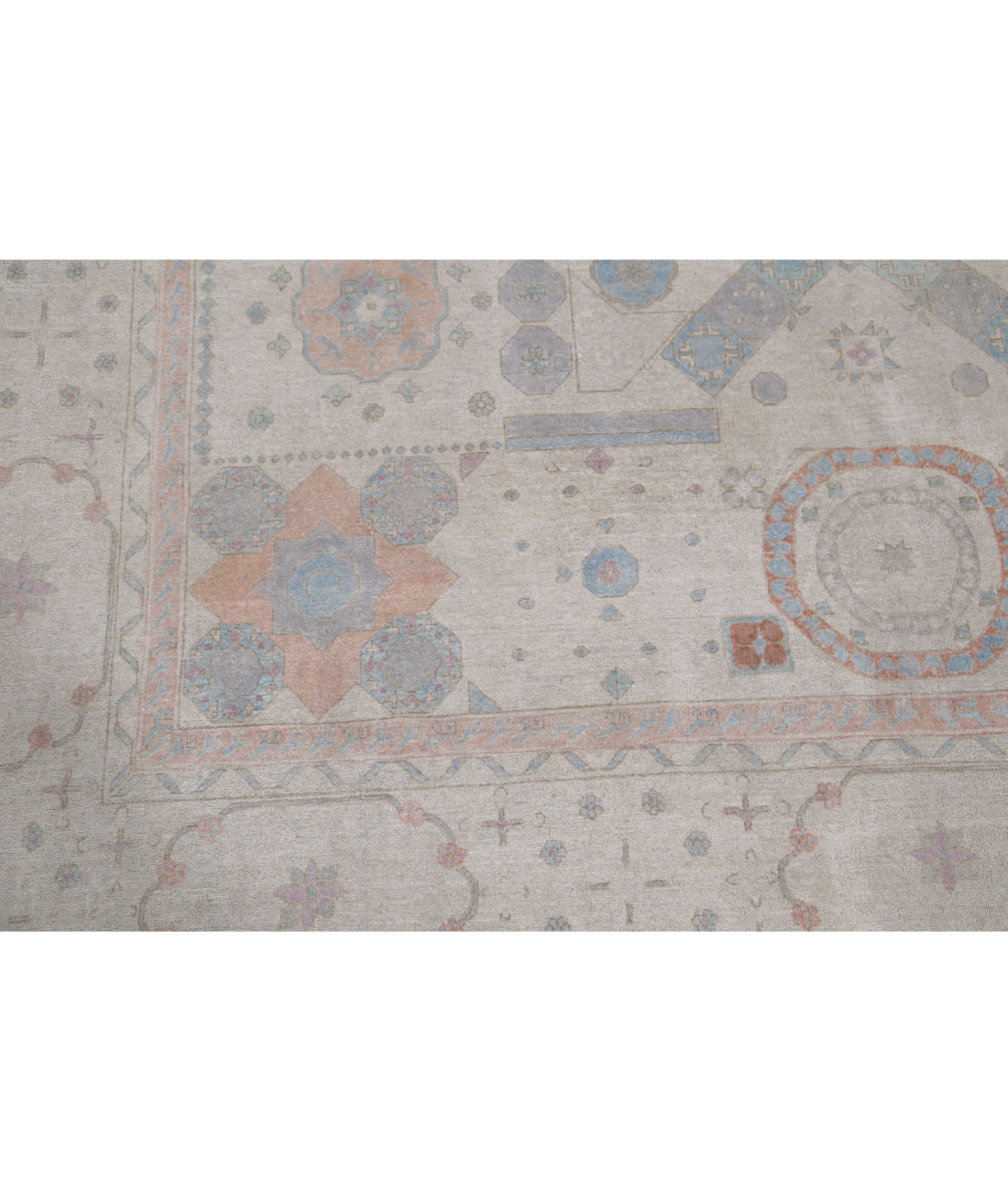 Mamluk 7'11'' X 9'9'' Hand-Knotted Wool Rug 7'11'' x 9'9'' (238 X 293) / Ivory / Blue