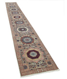 Mamluk 2'5'' X 17'3'' Hand-Knotted Wool Rug 2'5'' x 17'3'' (73 X 518) / Green / Rust