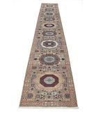 Mamluk 2'5'' X 17'3'' Hand-Knotted Wool Rug 2'5'' x 17'3'' (73 X 518) / Green / Rust