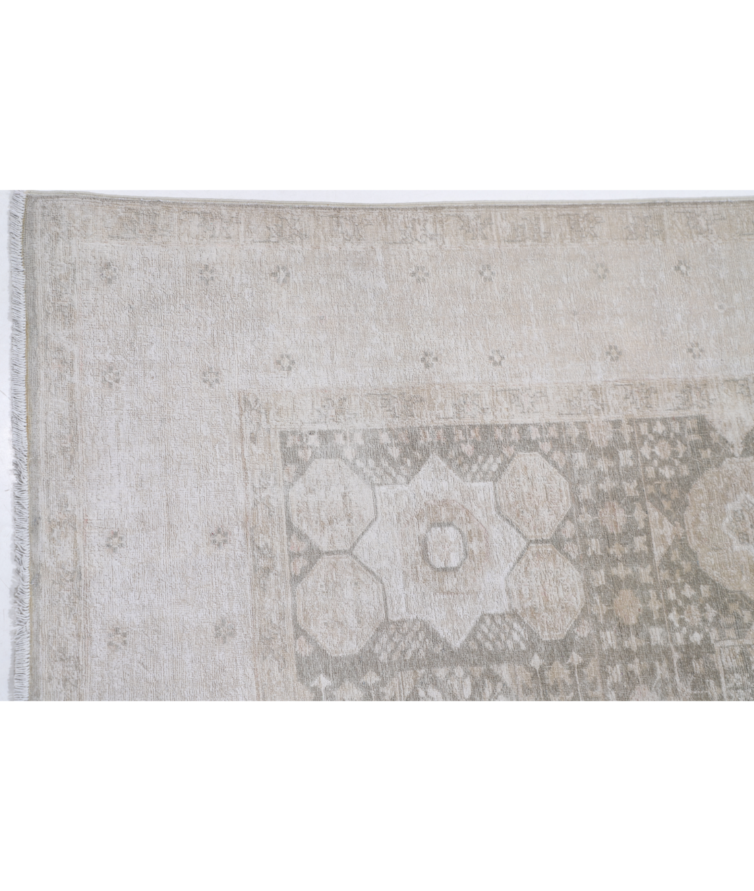 Hand Knotted Mamluk Wool Rug 6' 6" X 9' 6" 6' 6" X 9' 6" (198 X 290) / Green / Ivory