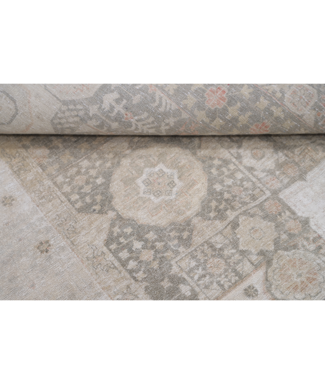 Hand Knotted Mamluk Wool Rug 6' 6" X 9' 6" 6' 6" X 9' 6" (198 X 290) / Green / Ivory