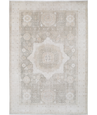 Hand Knotted Mamluk Wool Rug 6' 6" X 9' 6" 6' 6" X 9' 6" (198 X 290) / Green / Ivory