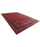 Mashad 10'11'' X 16'2'' Hand-Knotted Wool Rug 10'11'' x 16'2'' (328 X 485) / Burgundy / Blue