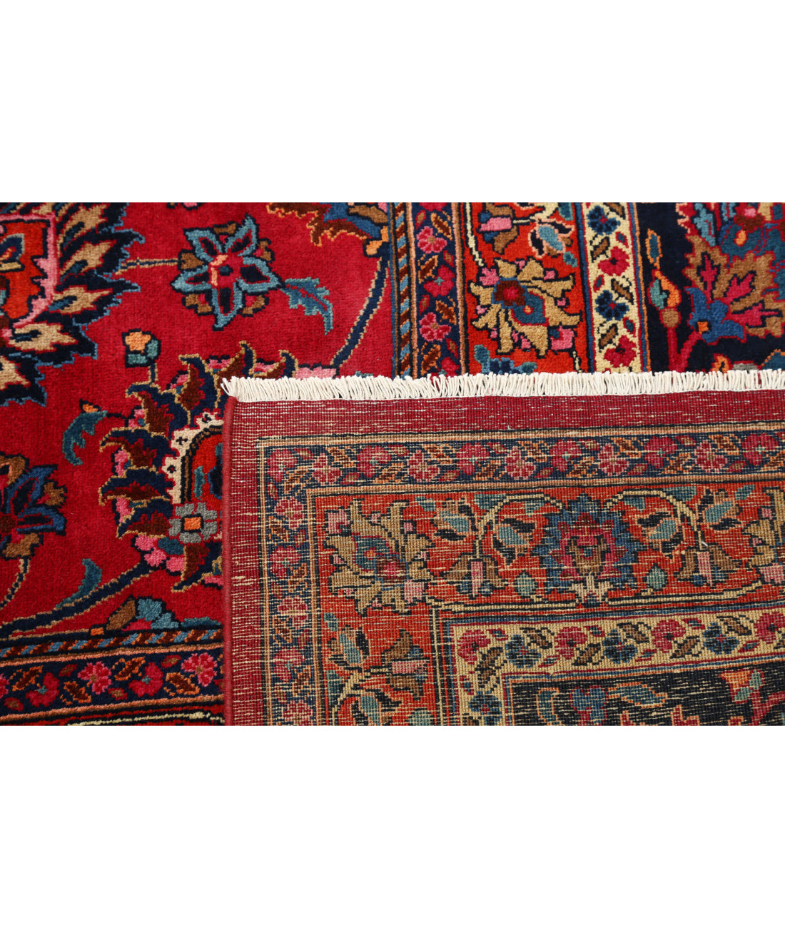 Mashad 10'11'' X 16'2'' Hand-Knotted Wool Rug 10'11'' x 16'2'' (328 X 485) / Burgundy / Blue