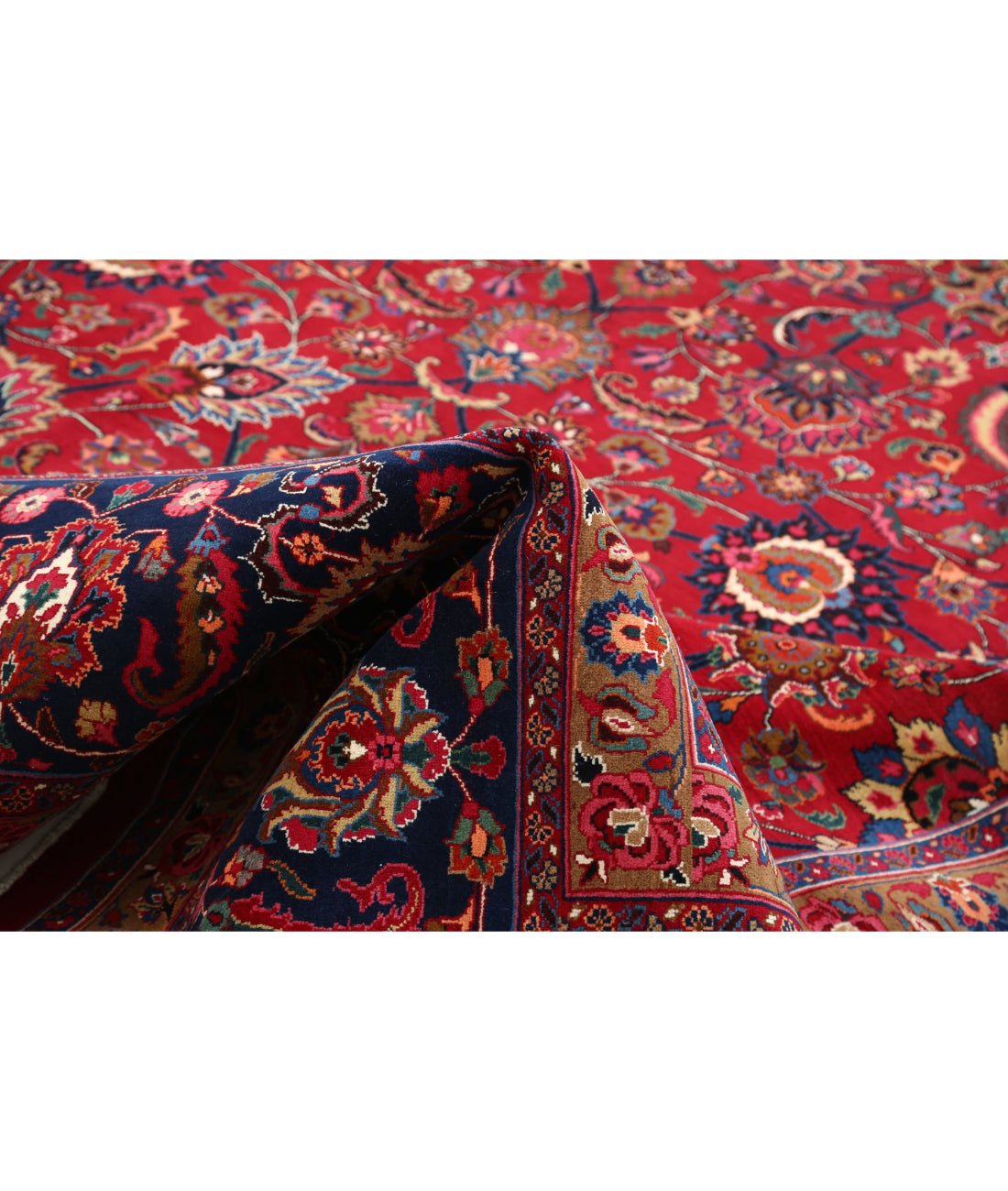 Mashad 11'8'' X 18'0'' Hand-Knotted Wool Rug 11'8'' x 18'0'' (350 X 540) / Red / Blue