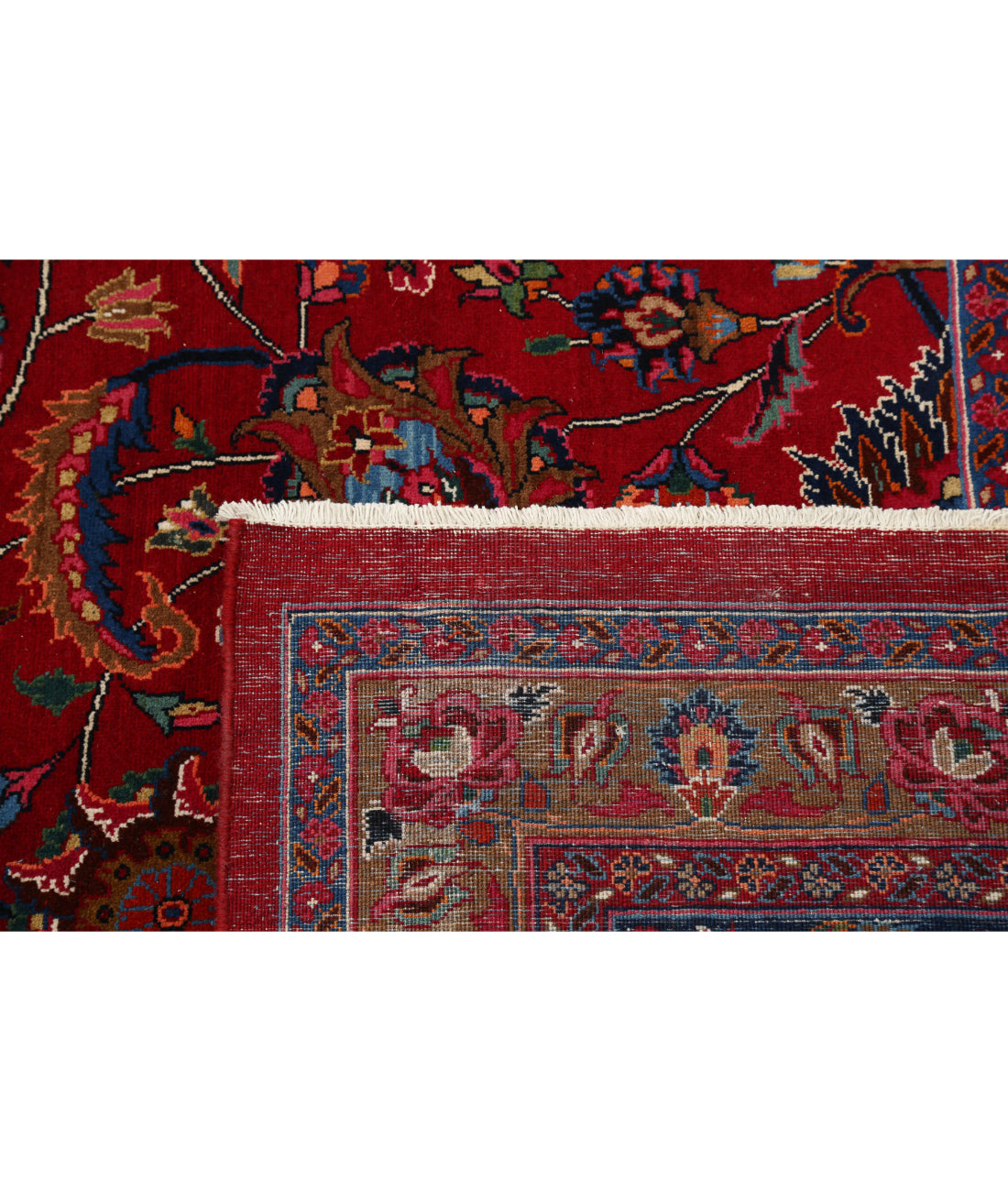 Mashad 11'8'' X 18'0'' Hand-Knotted Wool Rug 11'8'' x 18'0'' (350 X 540) / Red / Blue