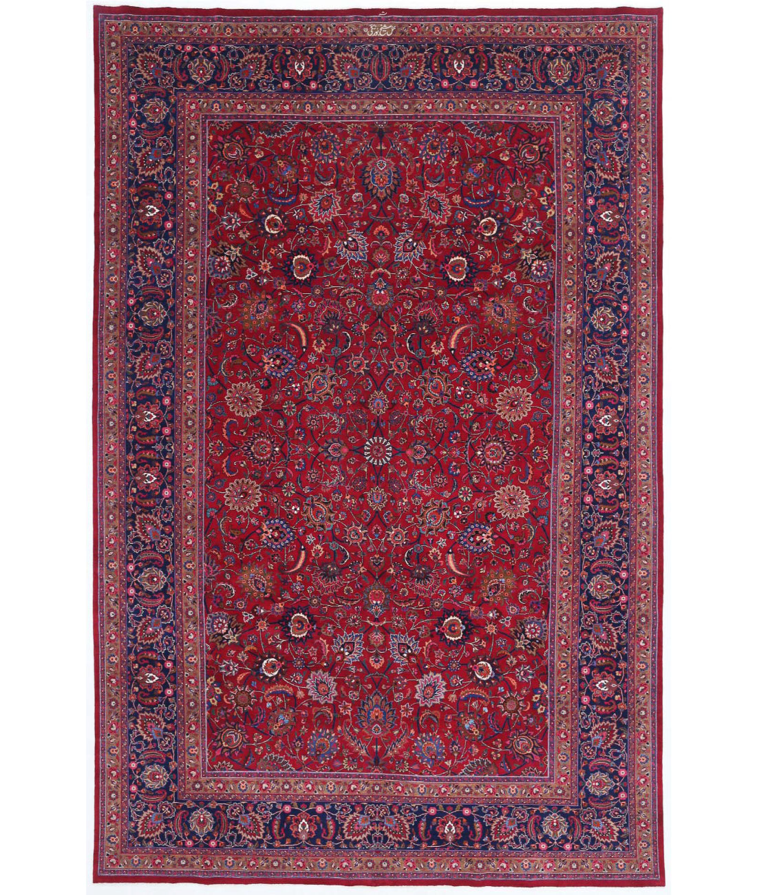 Mashad 11'8'' X 18'0'' Hand-Knotted Wool Rug 11'8'' x 18'0'' (350 X 540) / Red / Blue