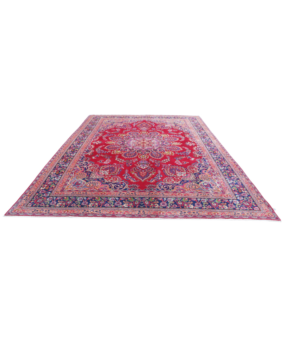 Mashad 9'7'' X 12'11'' Hand-Knotted Wool Rug 9'7'' x 12'11'' (288 X 388) / Red / Blue