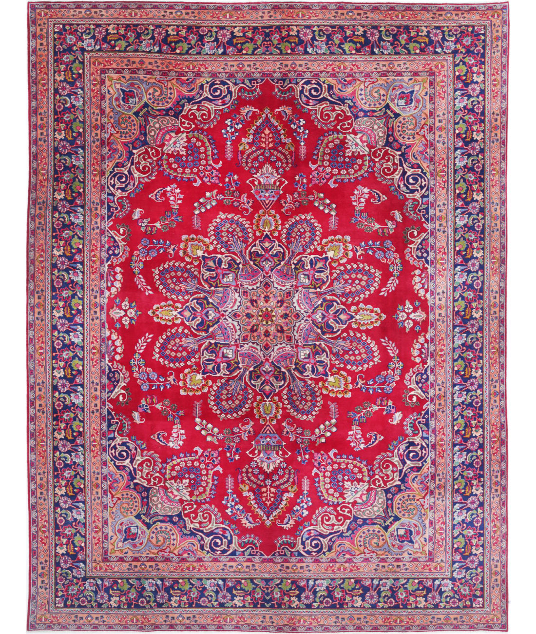 Mashad 9'7'' X 12'11'' Hand-Knotted Wool Rug 9'7'' x 12'11'' (288 X 388) / Red / Blue