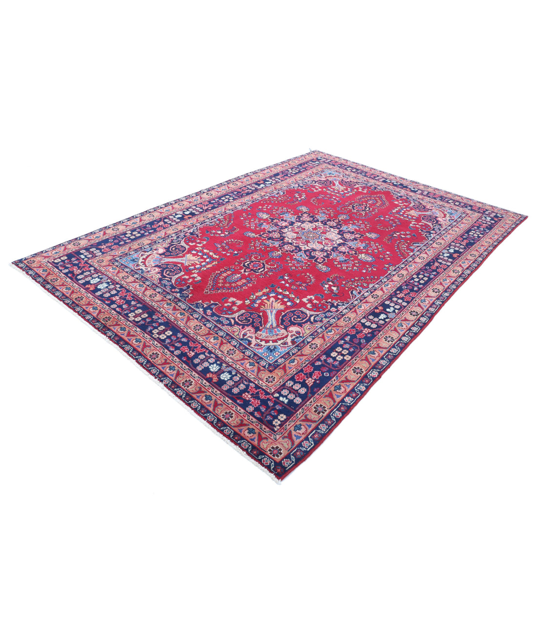 Mashad 6'4'' X 9'4'' Hand-Knotted Wool Rug 6'4'' x 9'4'' (190 X 280) / Red / Blue