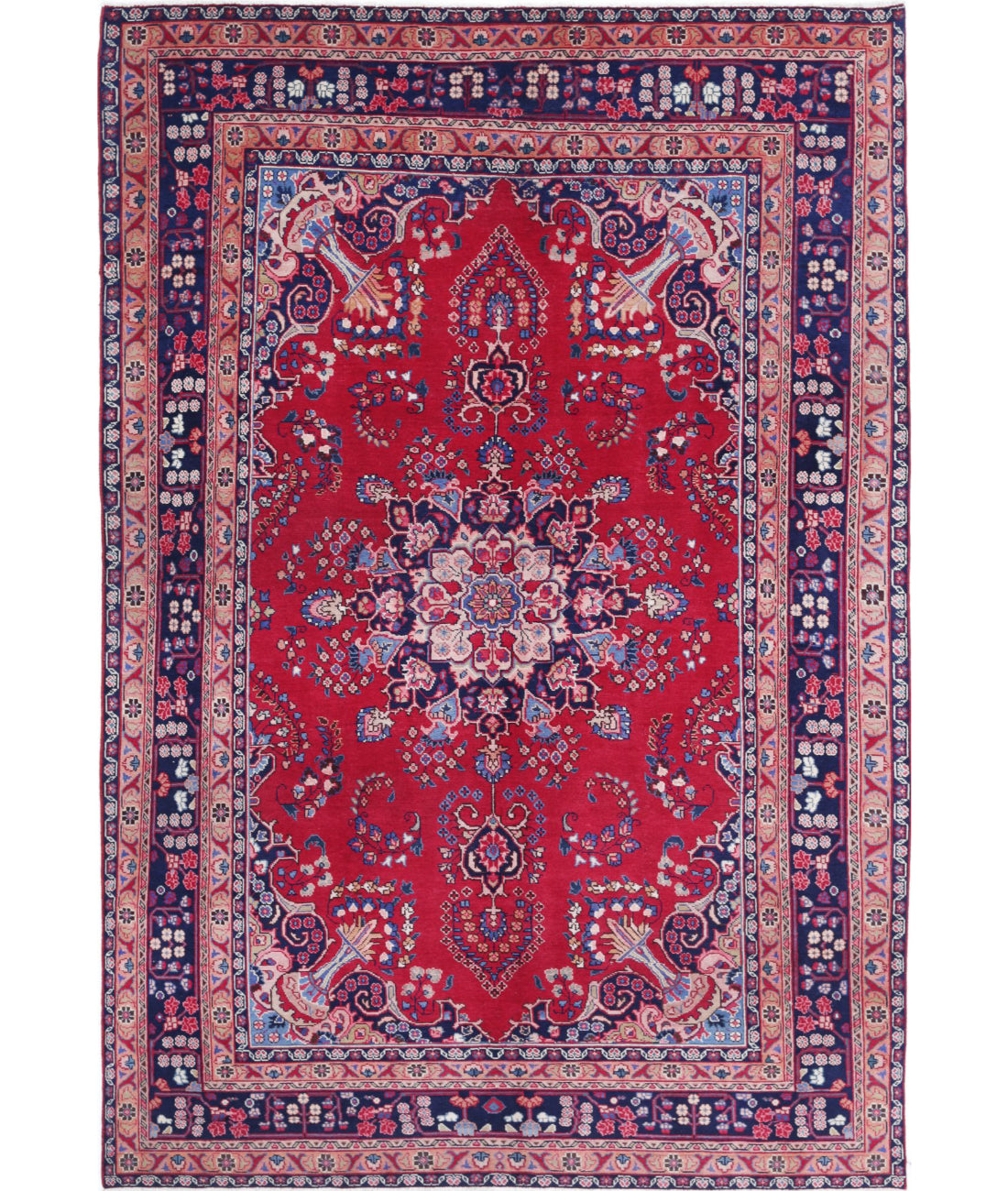 Mashad 6'4'' X 9'4'' Hand-Knotted Wool Rug 6'4'' x 9'4'' (190 X 280) / Red / Blue