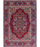 Kerman 6'11'' X 9'9'' Hand-Knotted Wool Rug 6'11'' x 9'9'' (208 X 293) / Red / Blue