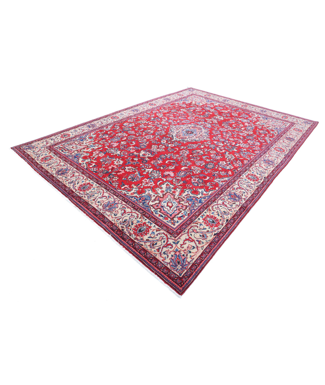 Mashad 8'6'' X 12'1'' Hand-Knotted Wool Rug 8'6'' x 12'1'' (255 X 363) / Red / Ivory