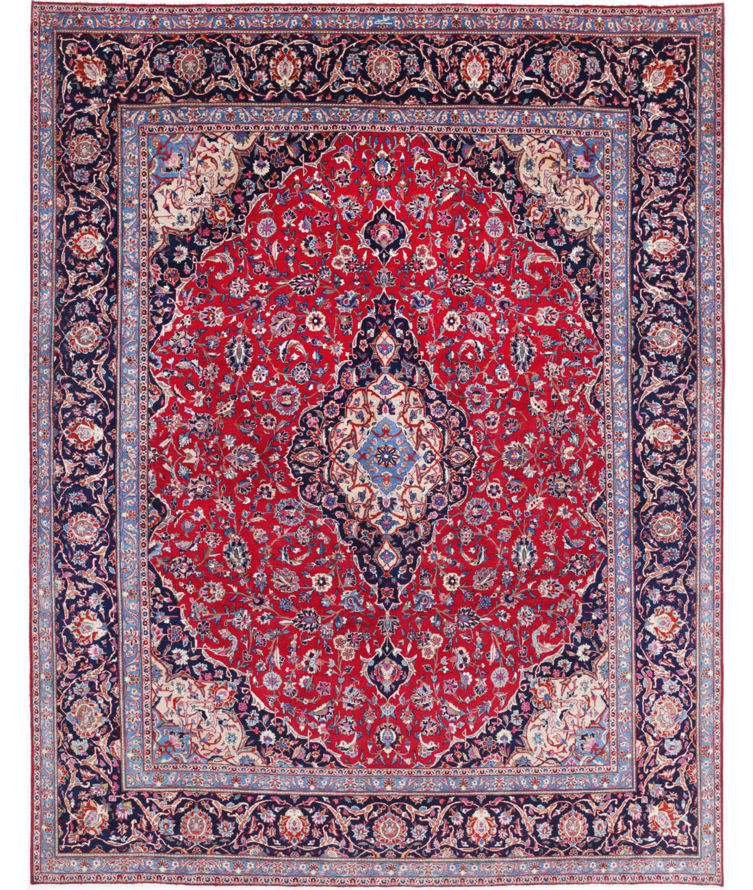 Mashad 9'8'' X 12'6'' Hand-Knotted Wool Rug 9'8'' x 12'6'' (290 X 375) / Red / Black