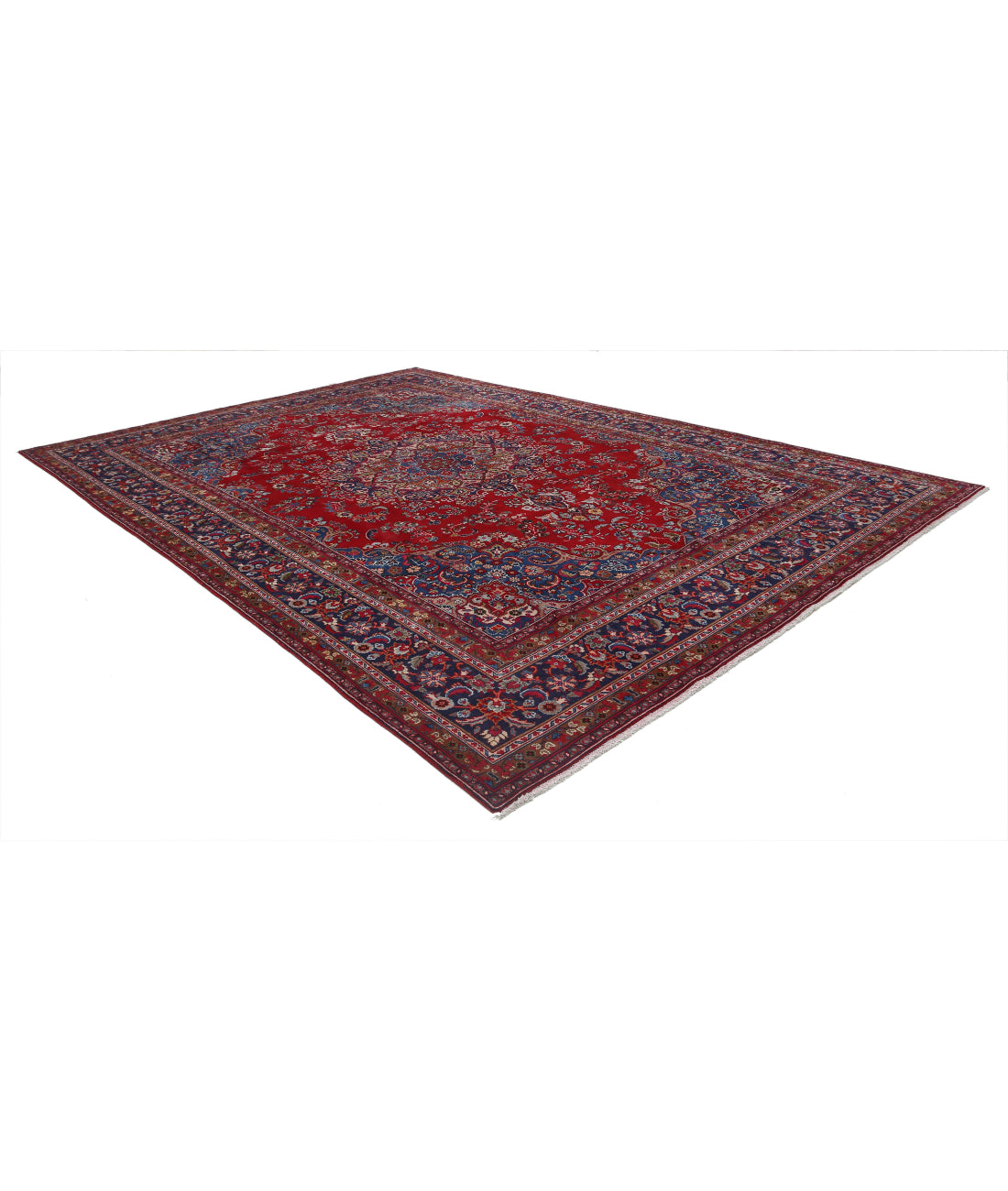 Mashad 9'5'' X 13'4'' Hand-Knotted Wool Rug 9'5'' x 13'4'' (283 X 400) / Red / Blue