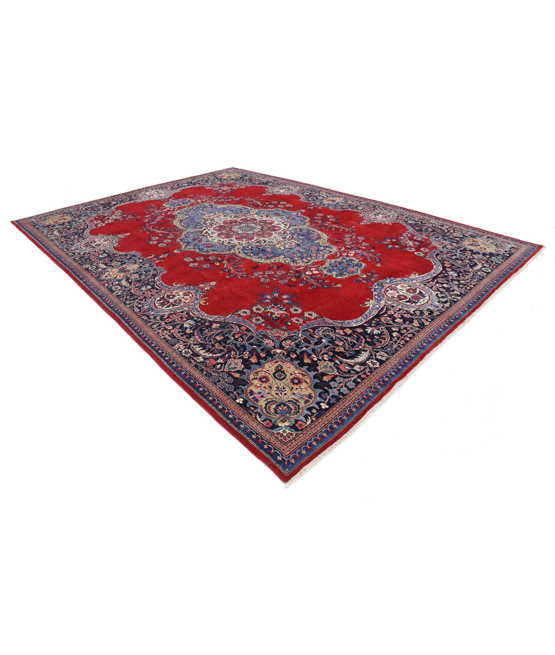 Mashad 10'7'' X 13'7'' Hand-Knotted Wool Rug 10'7'' x 13'7'' (318 X 408) / Red / Blue