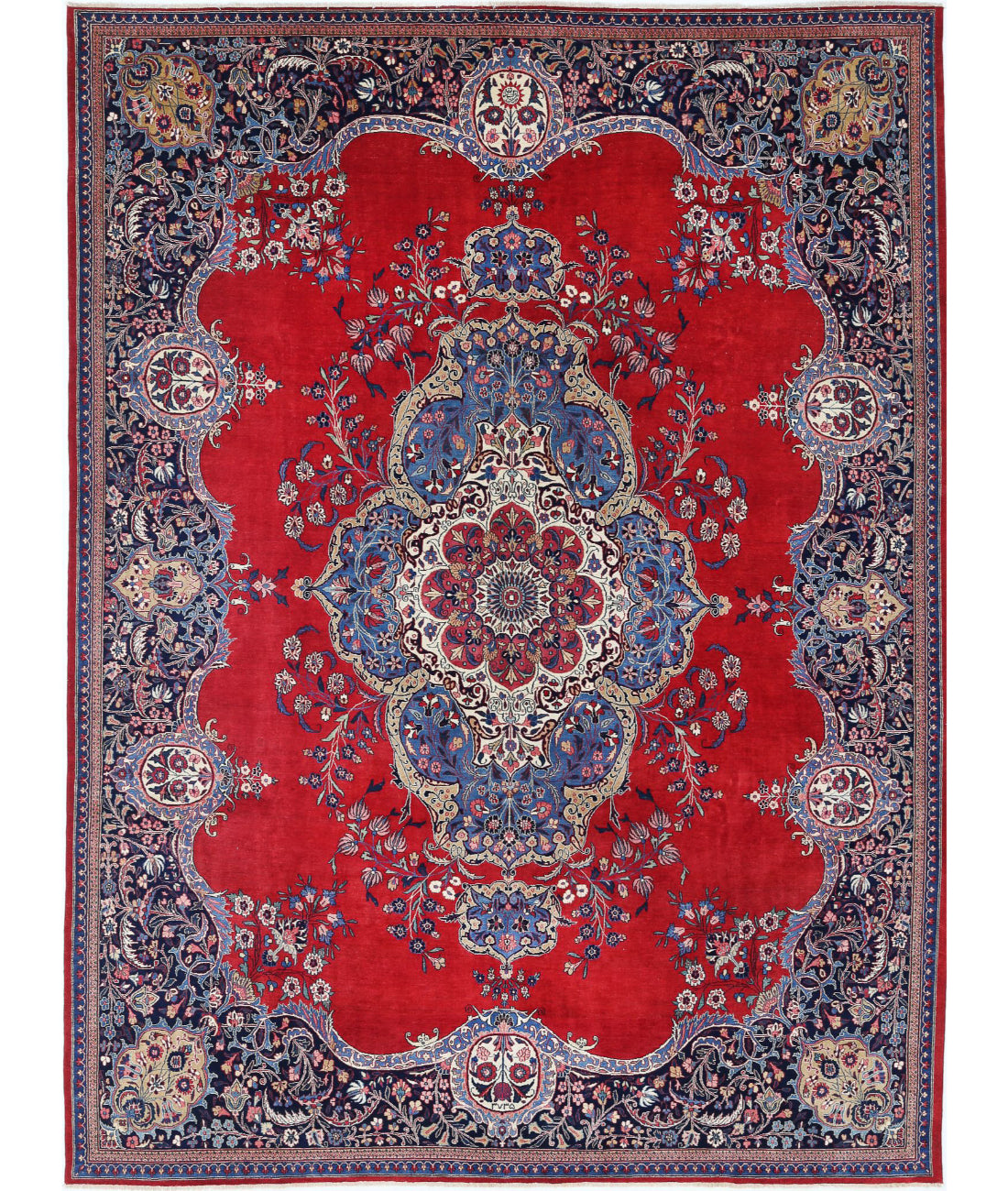 Mashad 10'7'' X 13'7'' Hand-Knotted Wool Rug 10'7'' x 13'7'' (318 X 408) / Red / Blue