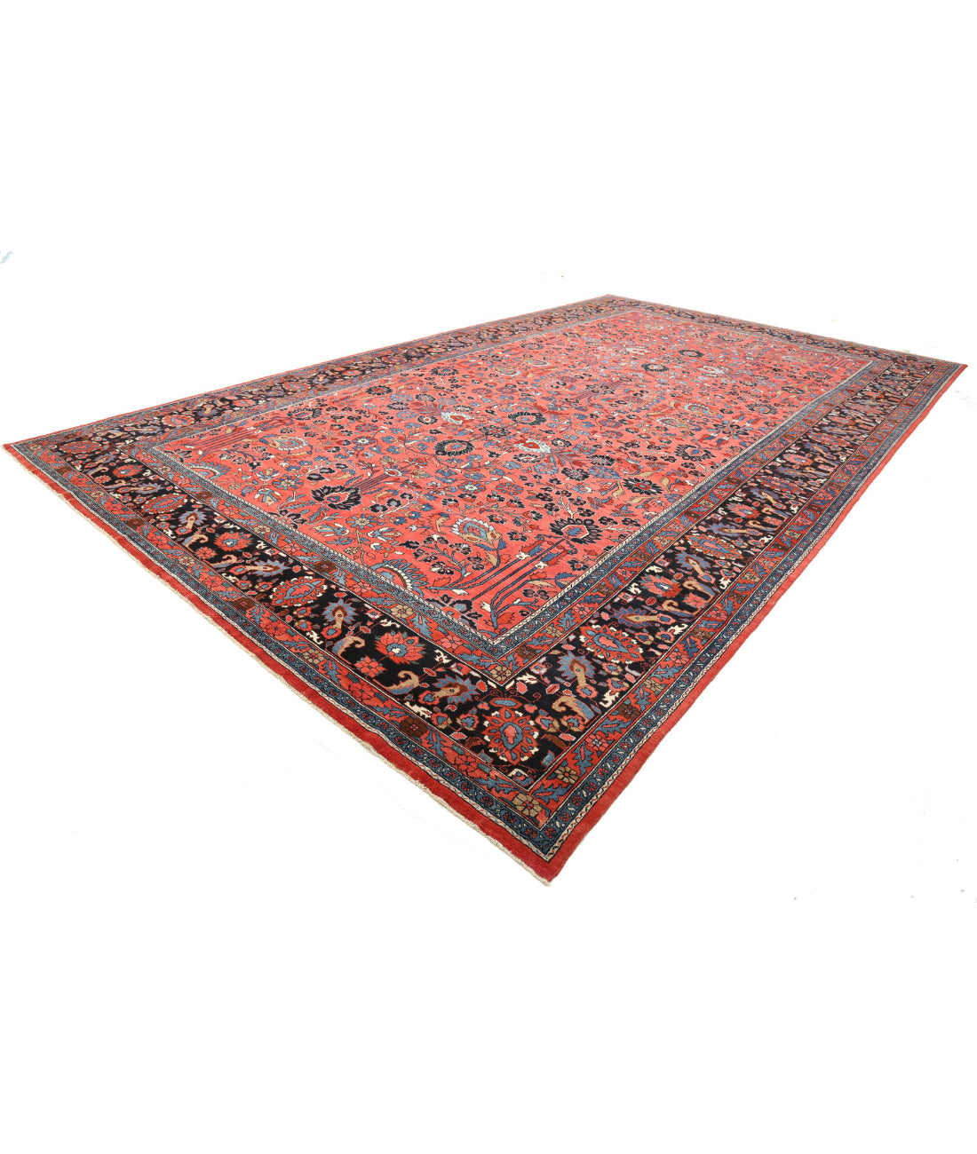 Mehraban 12'2'' X 20'10'' Hand-Knotted Wool Rug 12'2'' x 20'10'' (365 X 625) / Pink / Blue