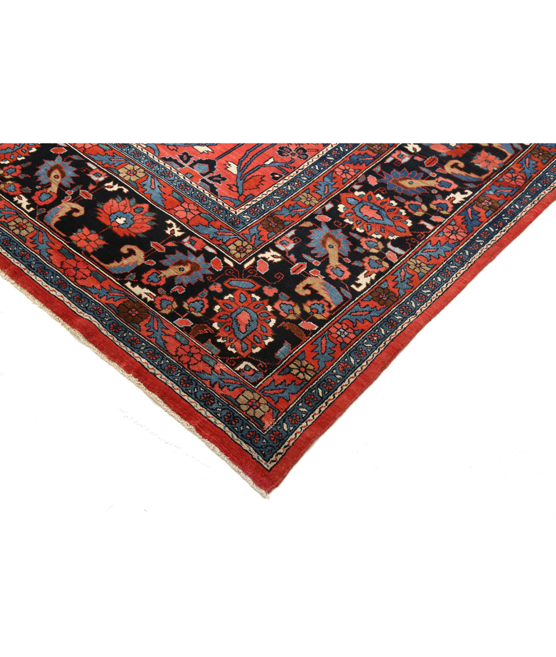 Mehraban 12'2'' X 20'10'' Hand-Knotted Wool Rug 12'2'' x 20'10'' (365 X 625) / Pink / Blue