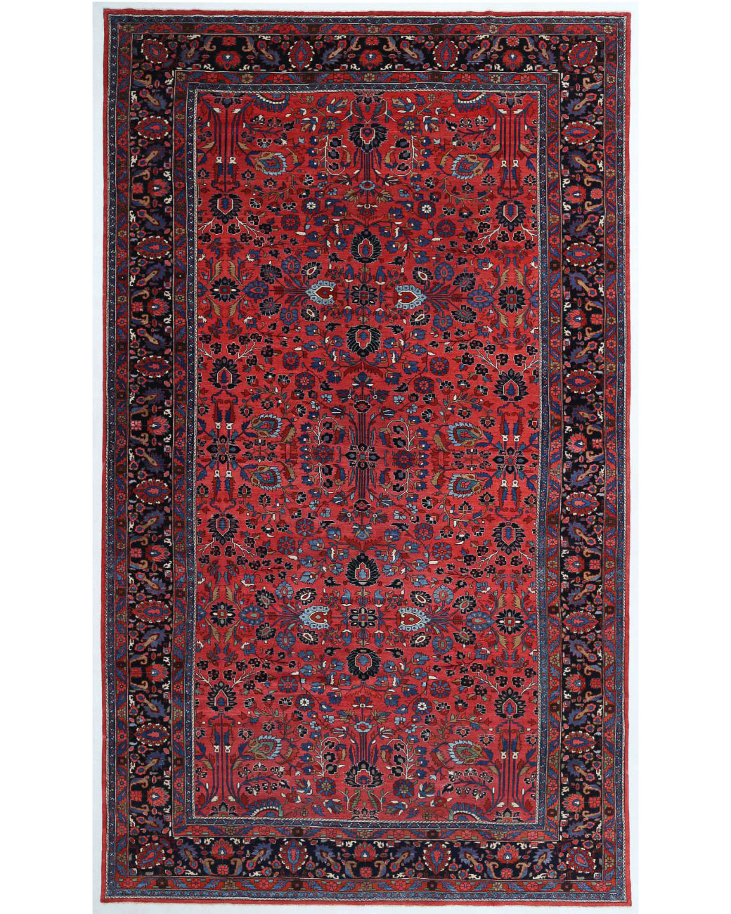 Mehraban 12'2'' X 20'10'' Hand-Knotted Wool Rug 12'2'' x 20'10'' (365 X 625) / Pink / Blue