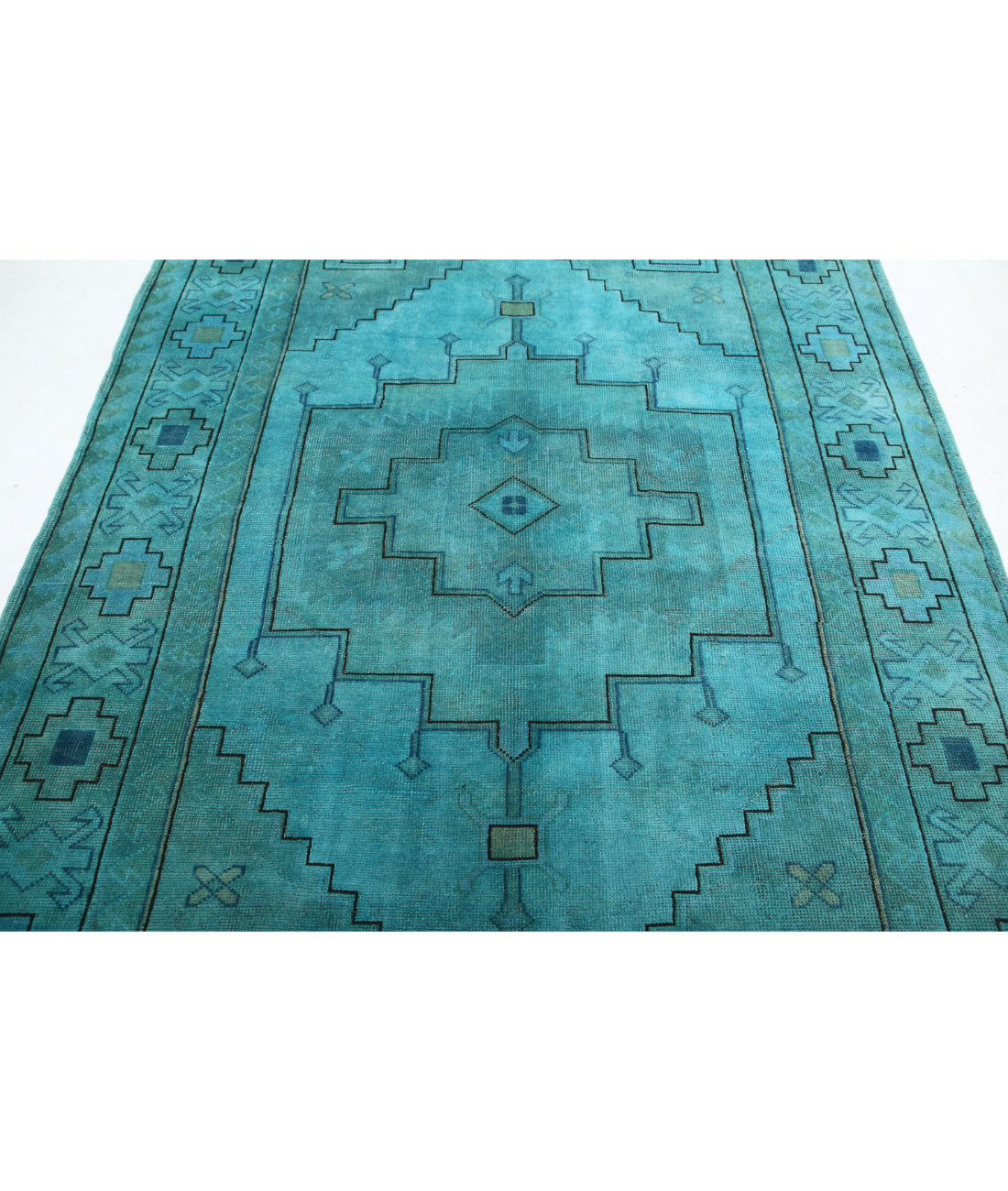 Overdye 6'3'' X 9'1'' Hand-Knotted Wool Rug 6'3'' x 9'1'' (188 X 273) / Teal / Charcoal