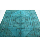 Overdye 6'3'' X 9'1'' Hand-Knotted Wool Rug 6'3'' x 9'1'' (188 X 273) / Teal / Charcoal